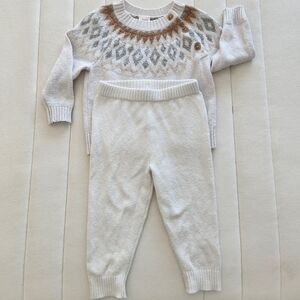 Cozy Knit Kids Matching Set - Cream and Brown